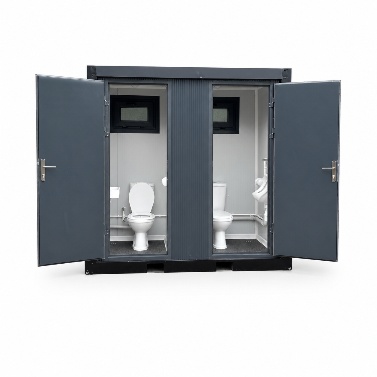 Productfoto dubbel toilet met urinoir Sanitaire toilet unit